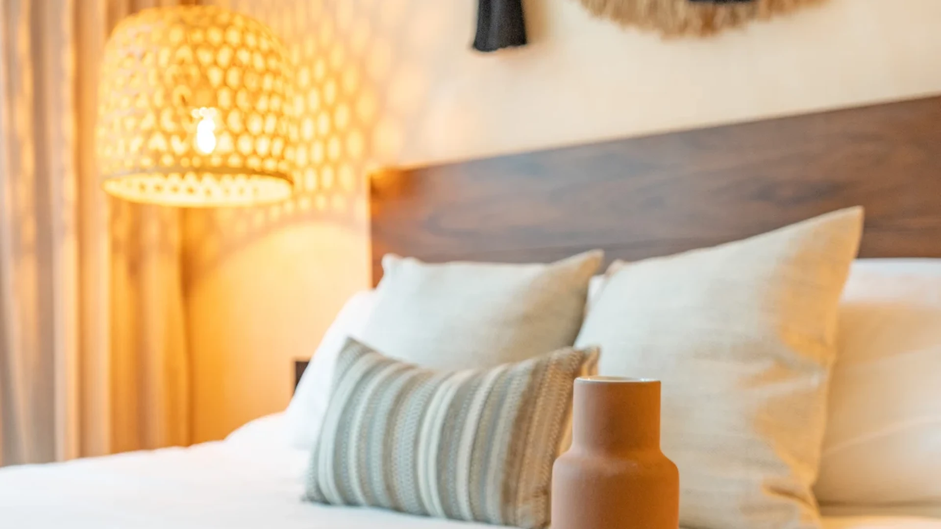 Image of a Cozy Bedroom, featuring Bohemian Decor and Earthy Tones.