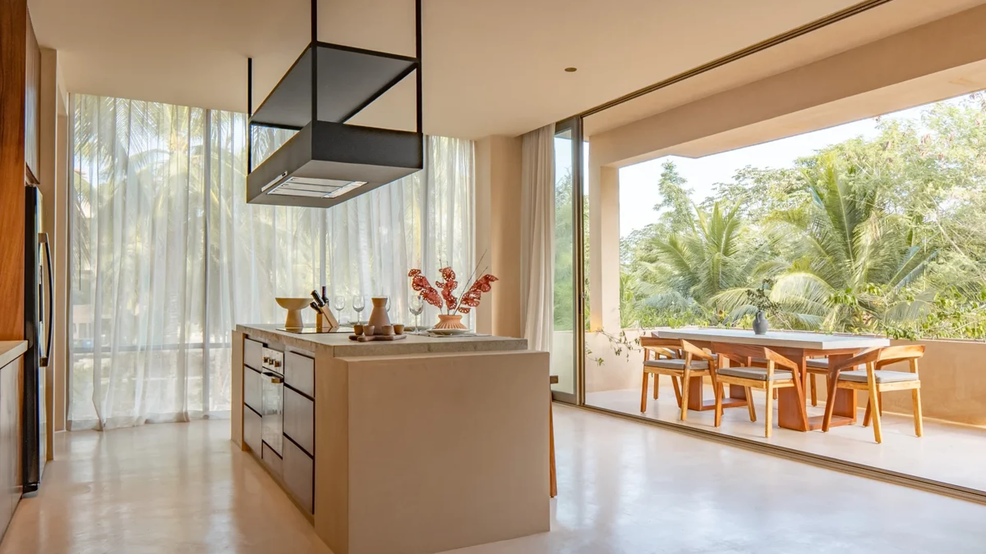 Image of a Modern Kitchen, featuring Kitchen Island and Indoor-Outdoor Living.