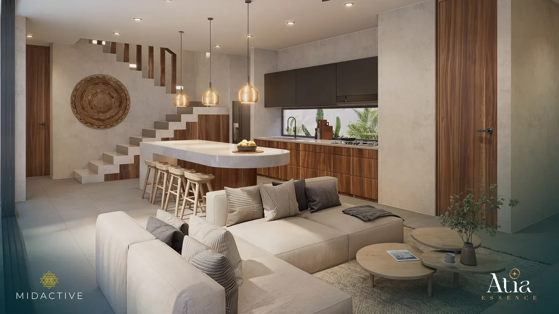 Image of a Open-Concept Living, featuring Modern Kitchen and Kitchen Island.