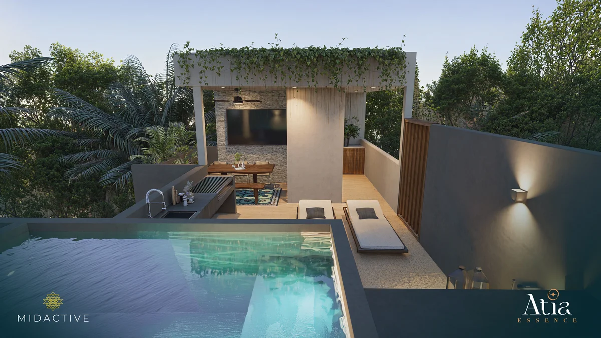 Image of a Rooftop Terrace, featuring Private Plunge Pool and Outdoor Kitchen.