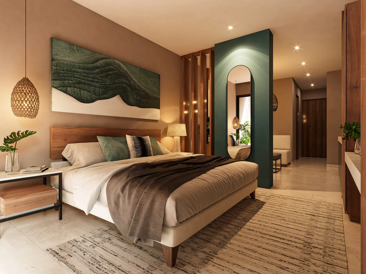Image of a Master Bedroom, featuring Luxury Interior and Modern Design.