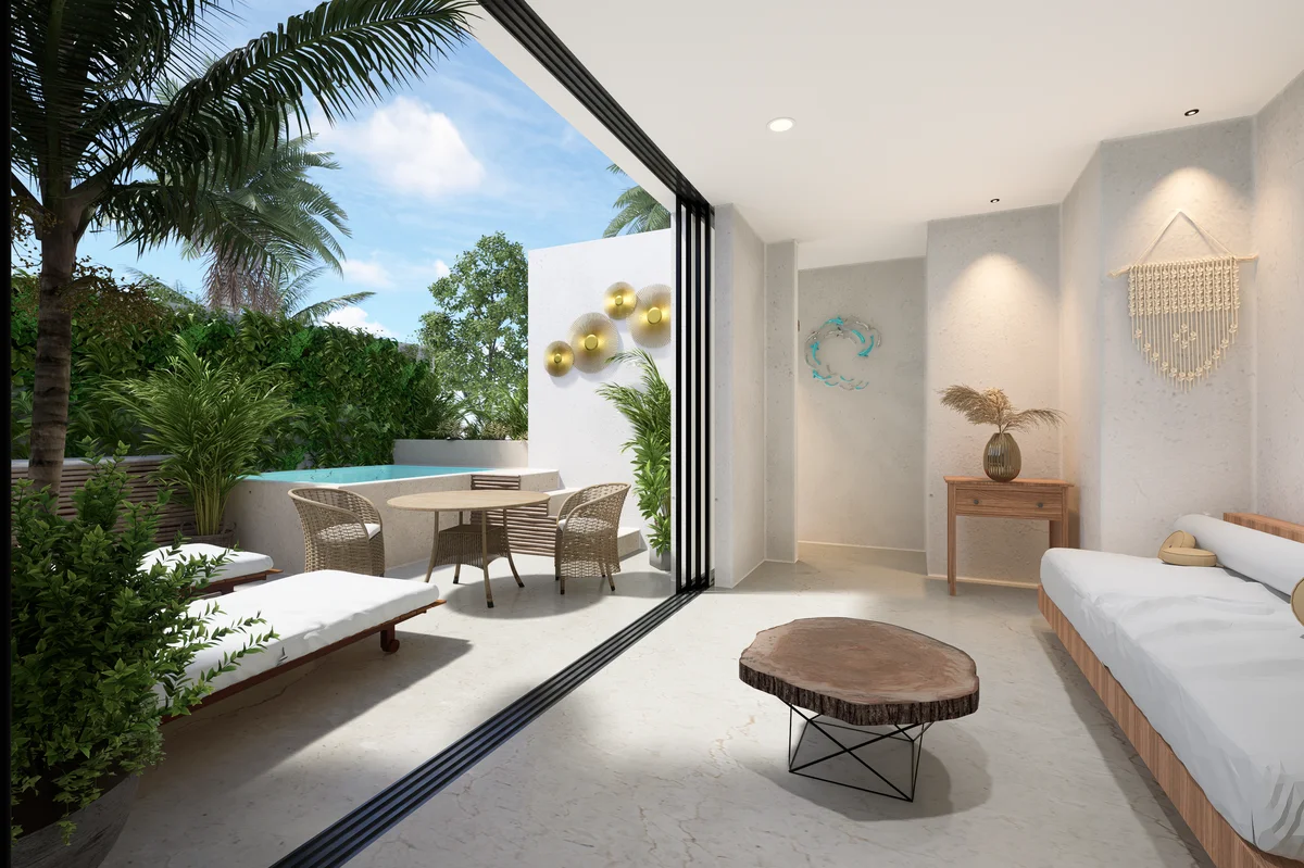 Image of a Indoor-Outdoor Living, featuring Private Plunge Pool and Sun Deck.