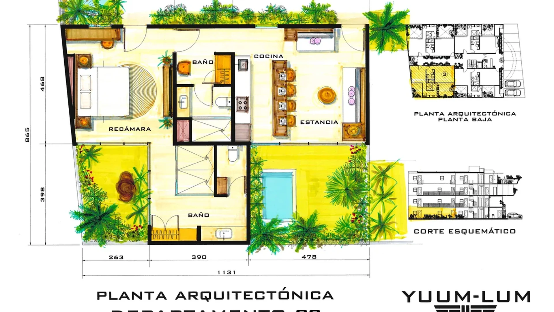 Image of a Architectural Floor Plan, featuring Ground Floor Apartment and Private Plunge Pool.