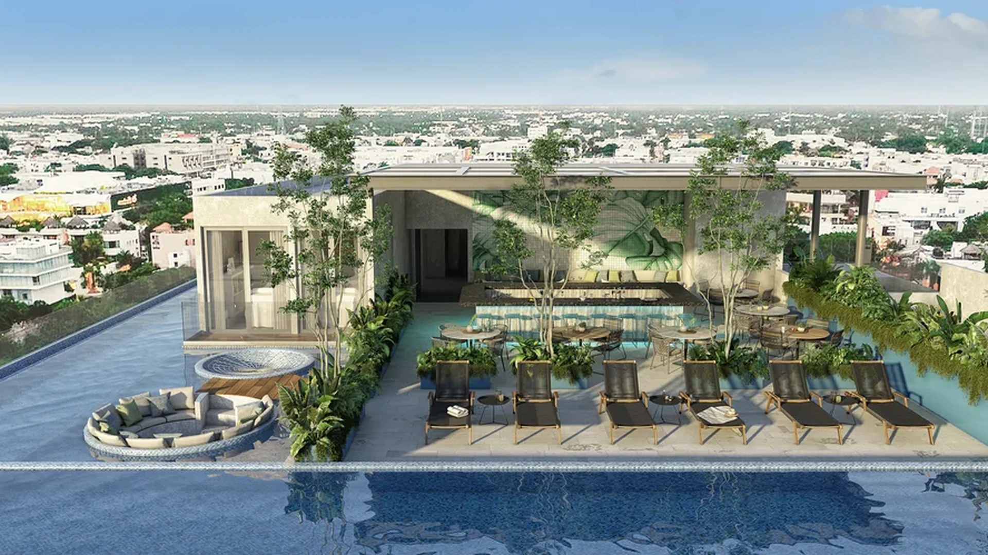 Image of a Rooftop Terrace, featuring Infinity Pool and Poolside Bar.