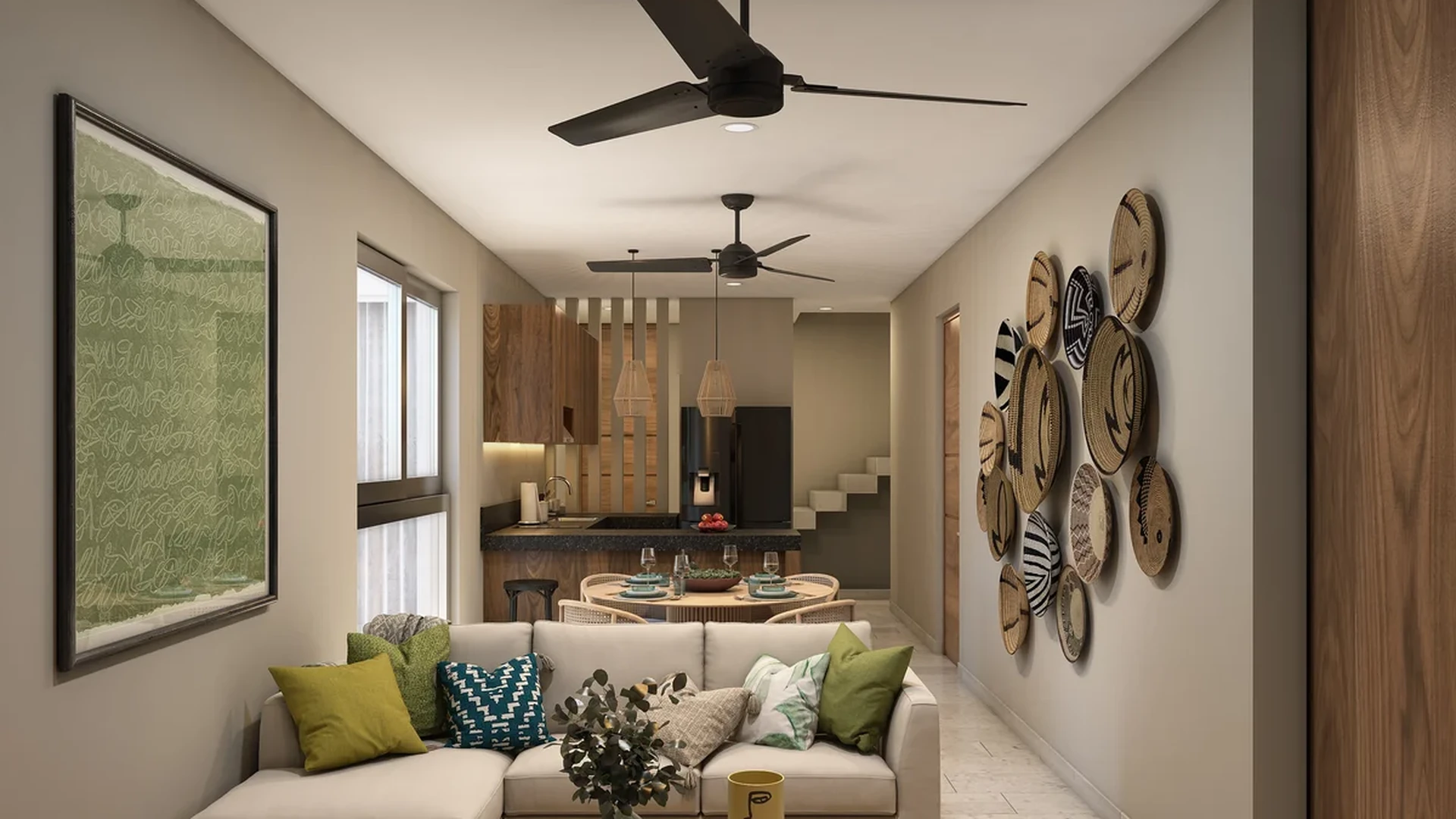 Image of a Open-Concept Living, featuring Living and Dining Area and Boho-Chic Decor.