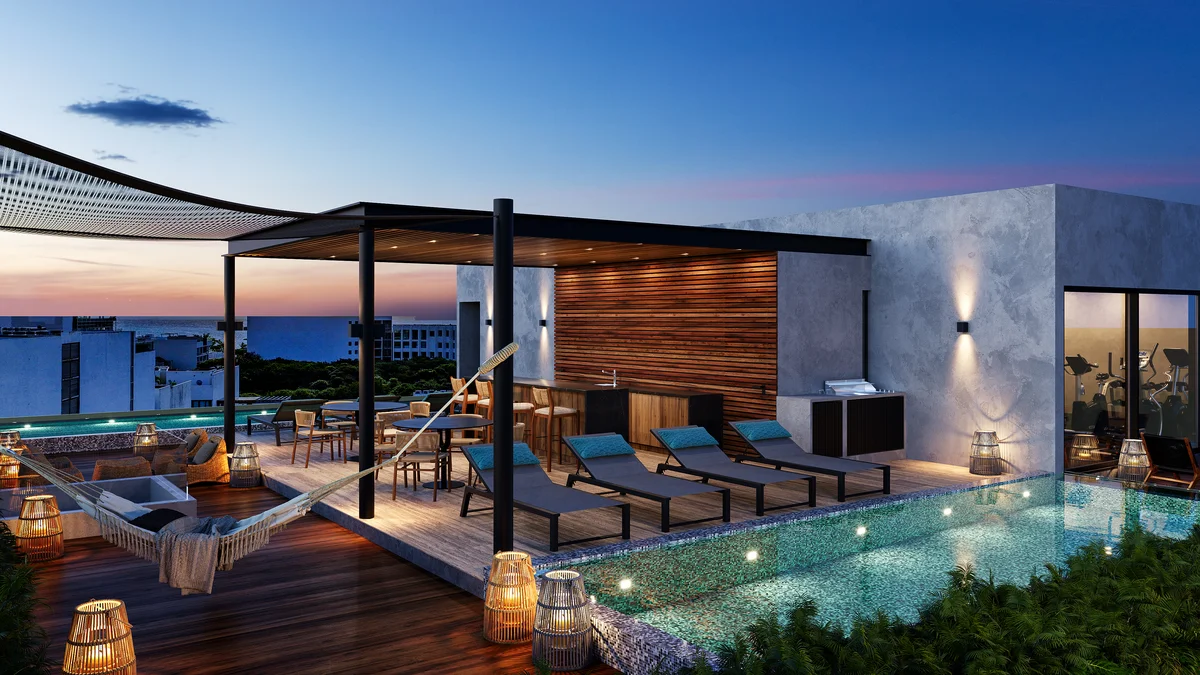 Image of a Rooftop Terrace, featuring Infinity Pool and Outdoor Kitchen.