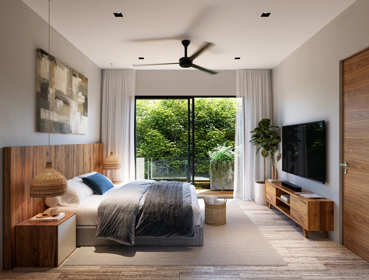 Image of a Primary Bedroom, featuring Private Balcony and Indoor-Outdoor Living.