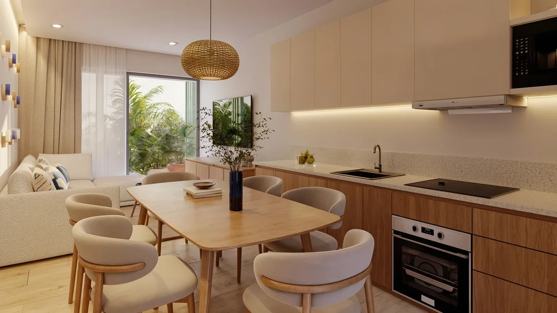 Image of a Open-Concept Living, featuring Modern Kitchen and Dining Area.