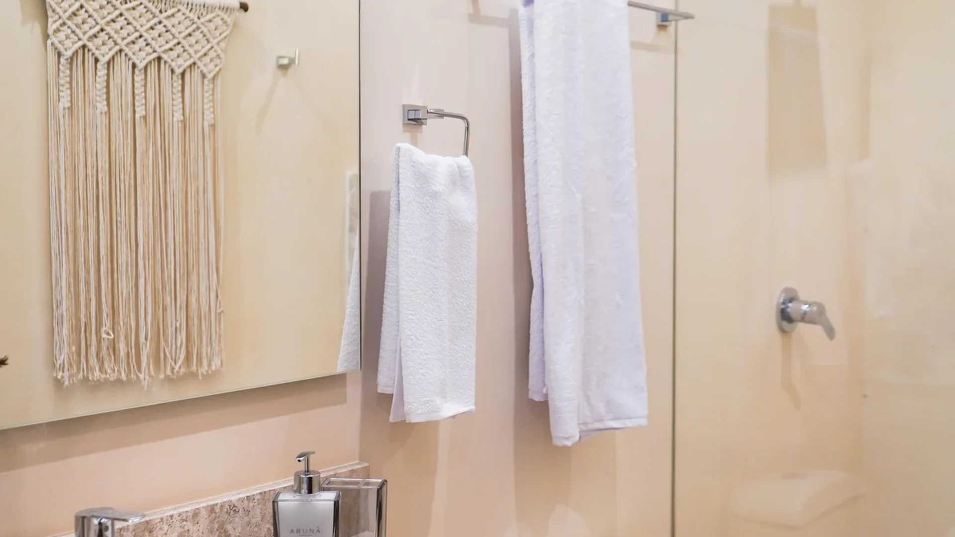 Image of a Modern Bathroom, featuring Walk-in Shower and Glass Shower Door.