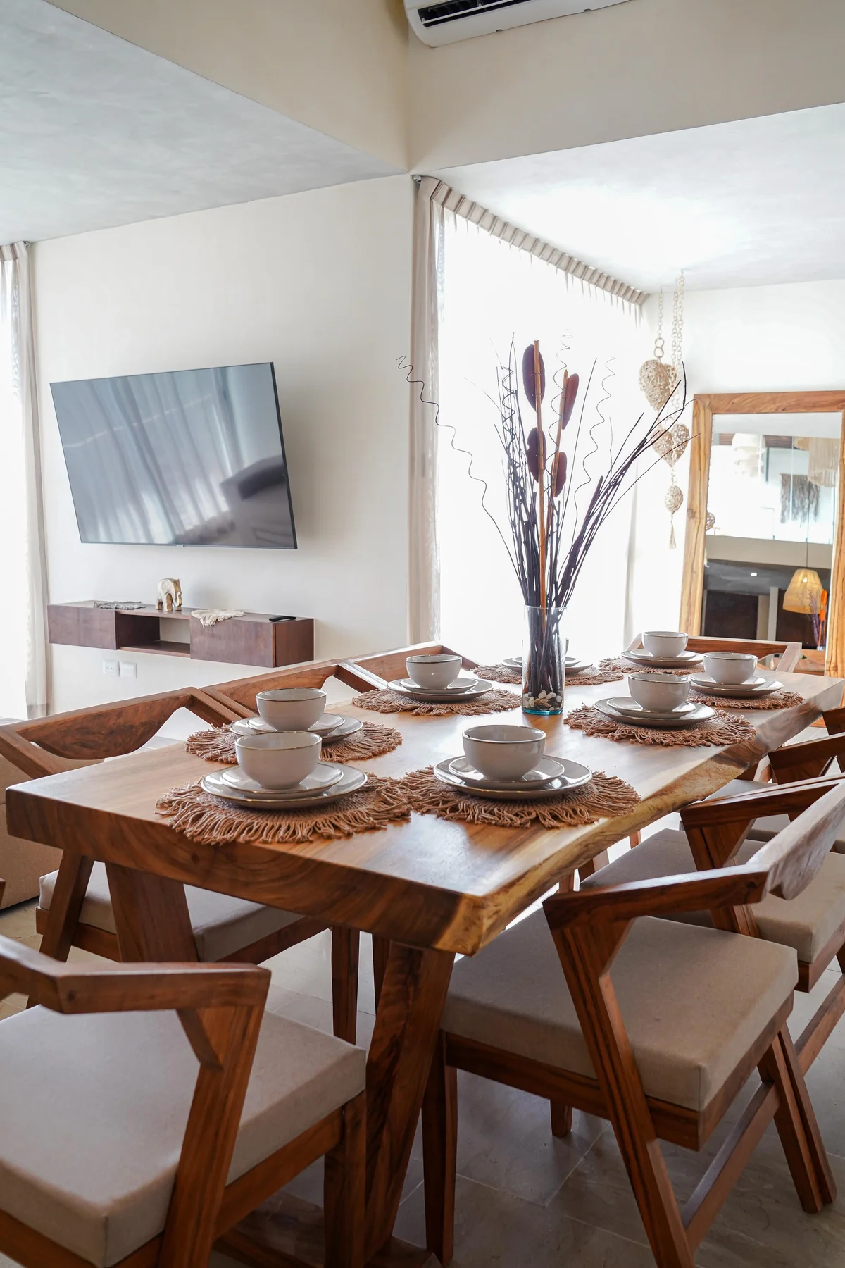 Image of a Dining Area, featuring Live-Edge Dining Table and Solid Wood Furniture.