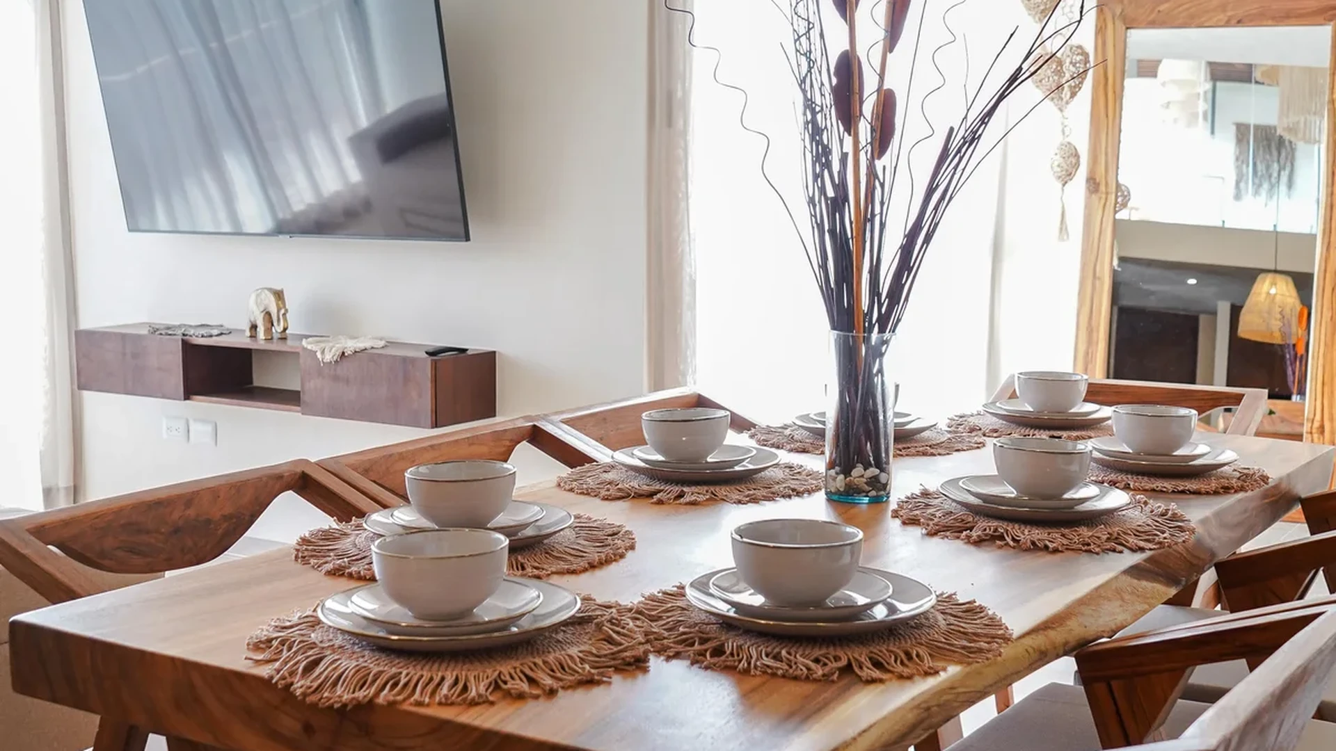 Image of a Dining Area, featuring Live-Edge Dining Table and Solid Wood Furniture.