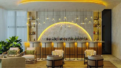 Image of a Bar Lounge, featuring Luxury Amenity Space and Cocktail Bar.