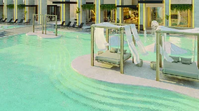 Image of a Resort-Style Pool, featuring Poolside Cabanas and Lagoon Pool.