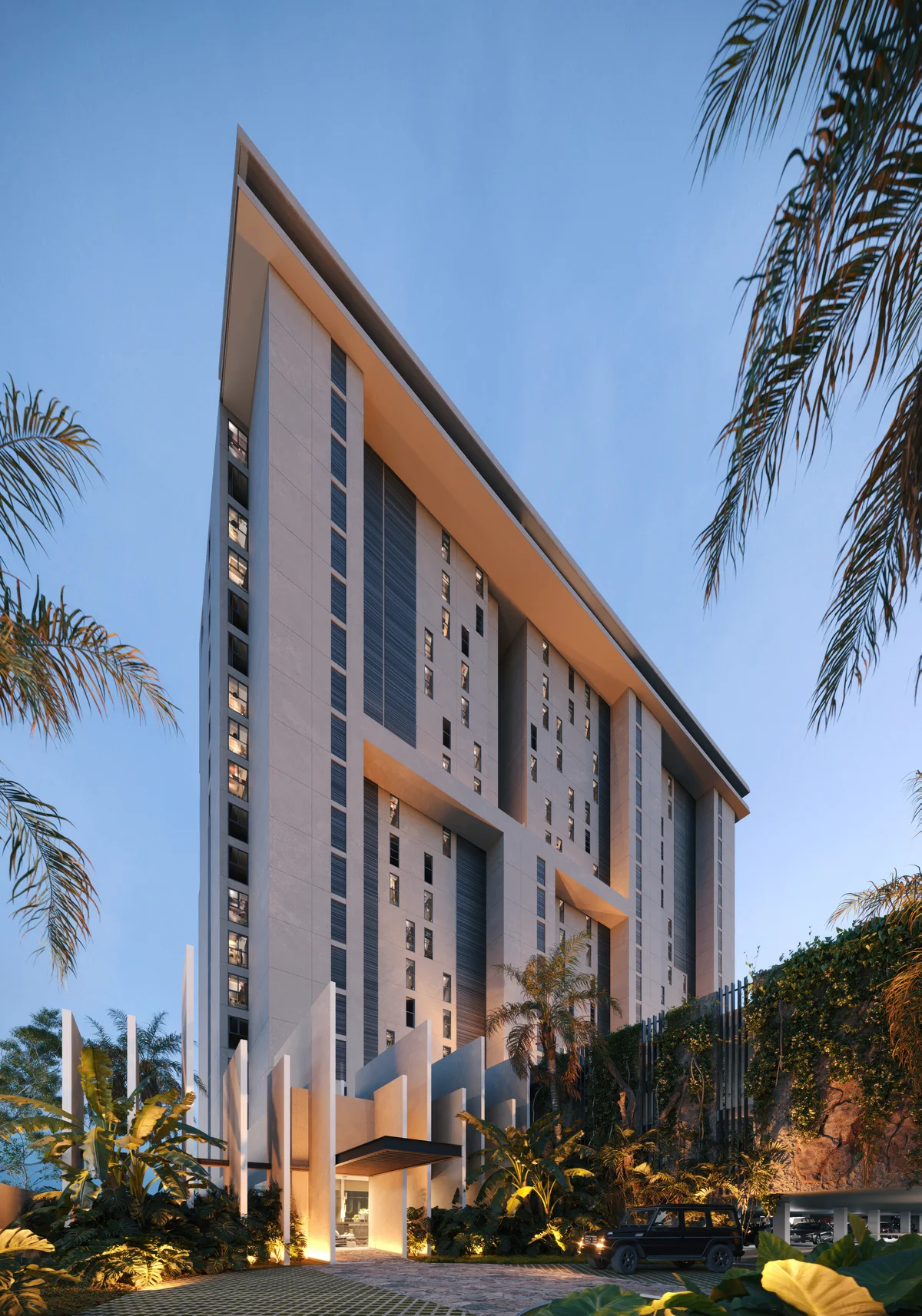 Image of a Modern Apartment Building, featuring Contemporary Architecture and Luxury Condominiums.