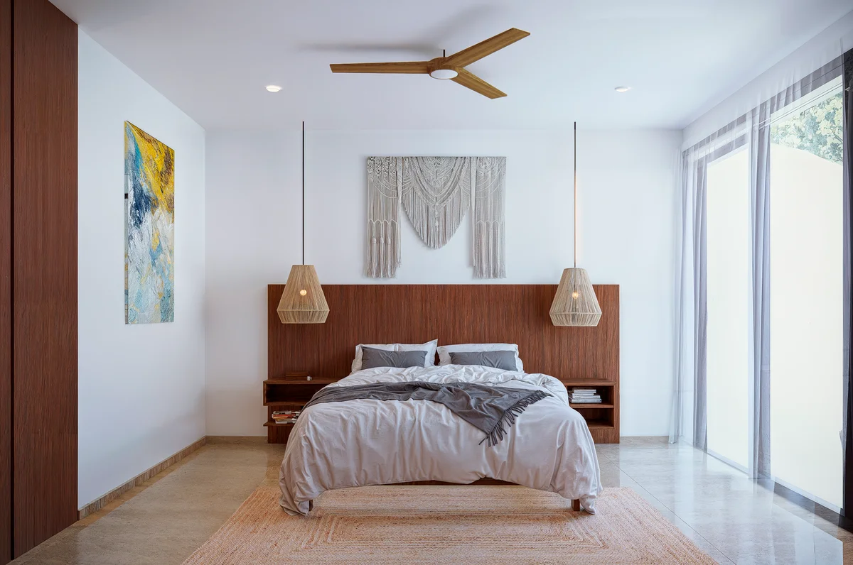 Image of a Master Bedroom, featuring Modern Bohemian Style and Natural Light.