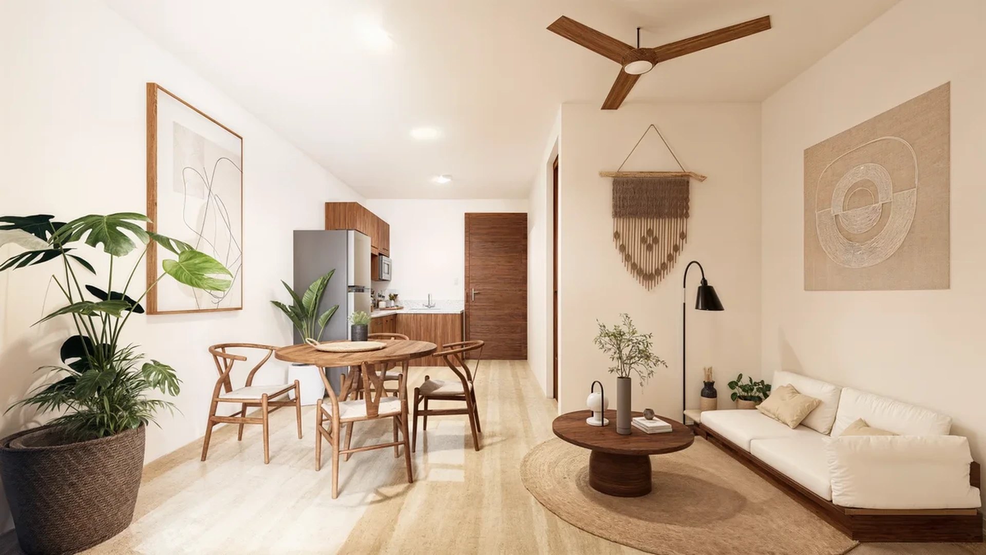 Image of a Open-Concept Living, featuring Bohemian Decor and Japandi Style.