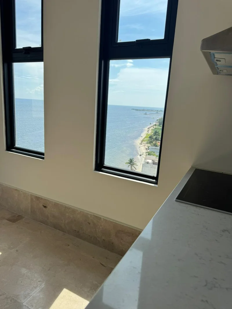 Image of a Ocean View, featuring Beachfront Property and Modern Kitchen.