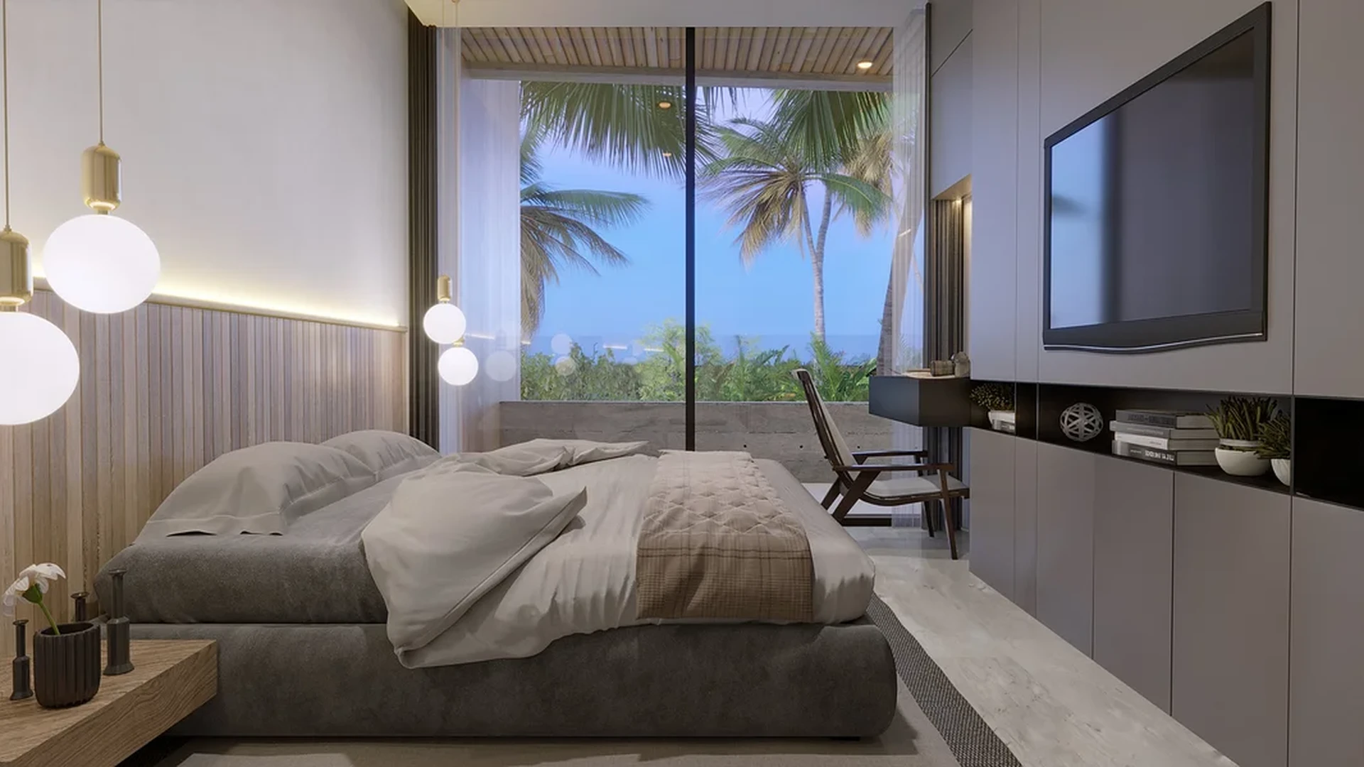 Image of a Luxury Bedroom, featuring Tropical View and Private Balcony.