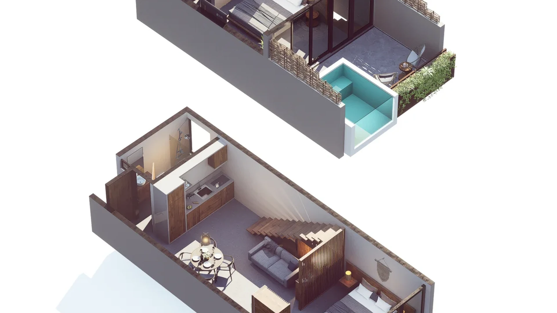 Image of a Two-Story Loft, featuring Private Plunge Pool and Private Terrace.