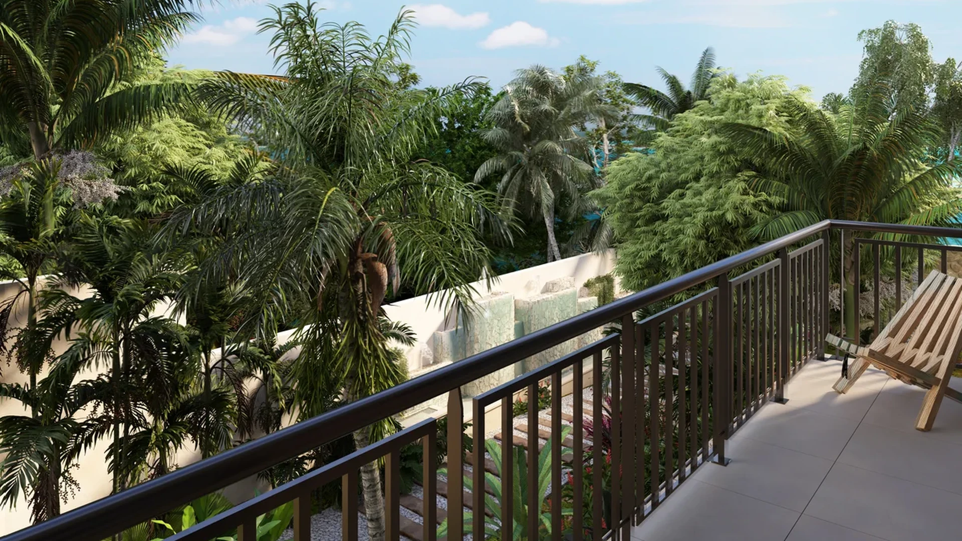 A bottom-right view of a Bench featuring balcony.