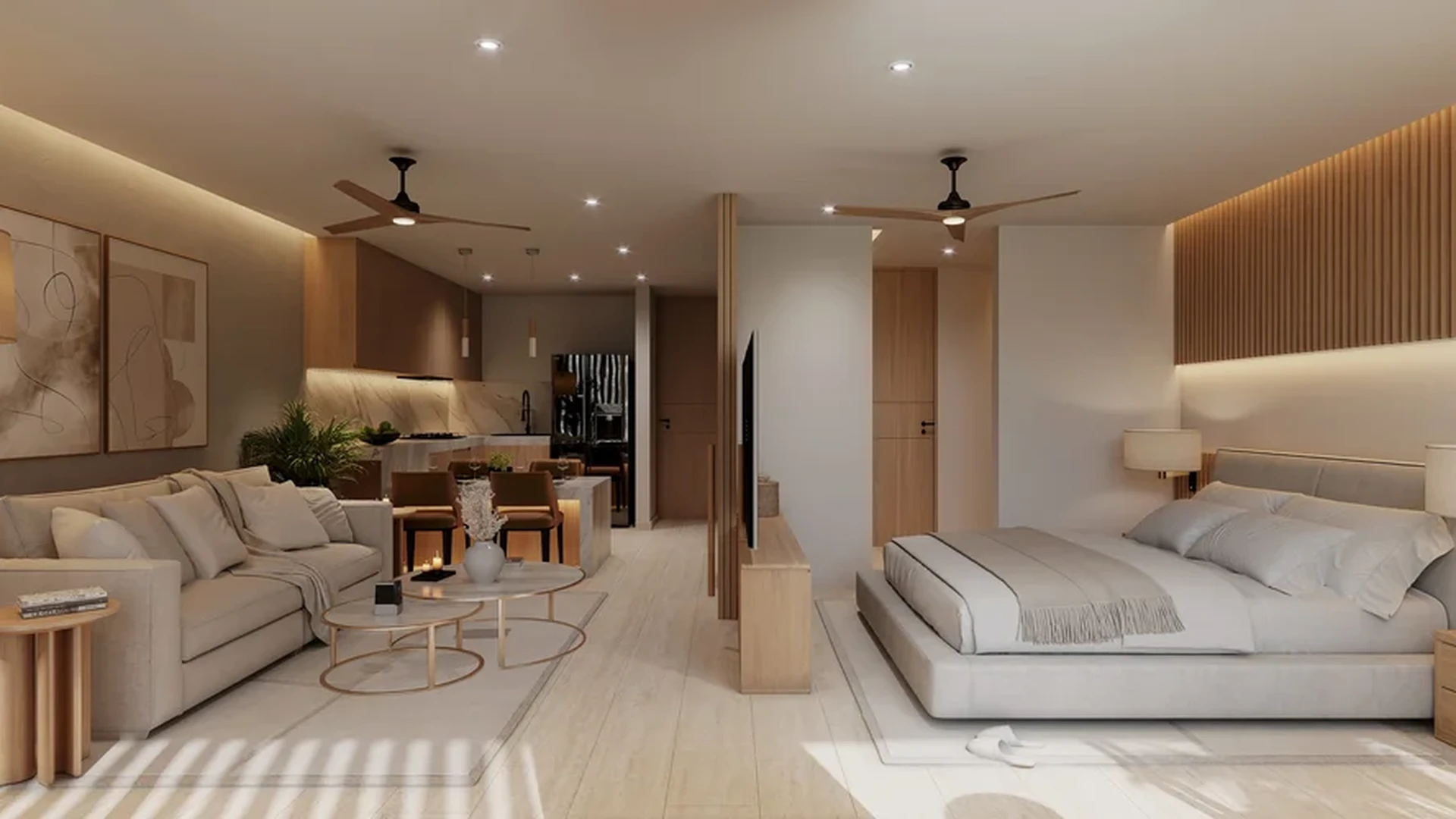 Image of a Open-Concept Living, featuring Studio Apartment and Modern Interior Design.