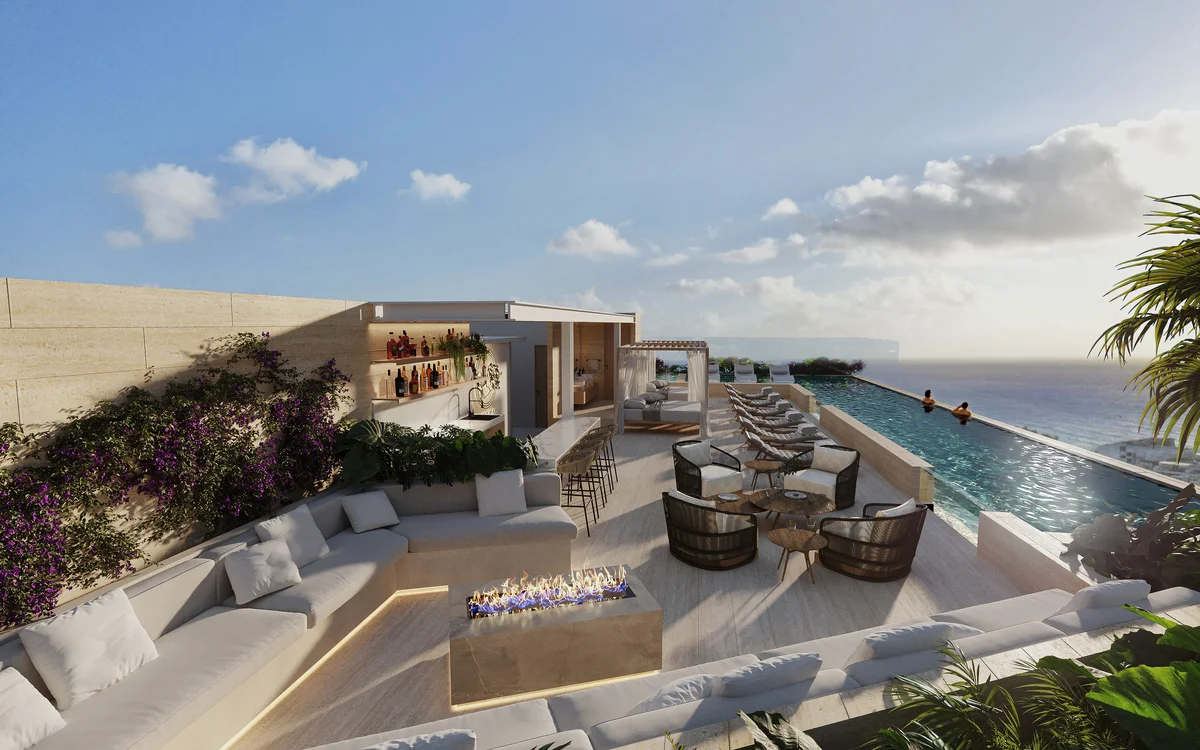Image of a Rooftop Terrace, featuring Infinity Pool and Ocean View.