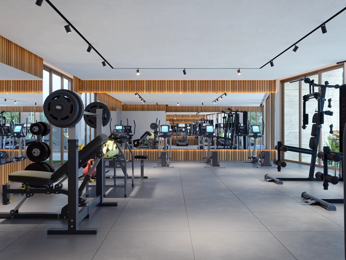 Image of Gym at Distrito Zen, featuring Fitness Center, Modern Gym.