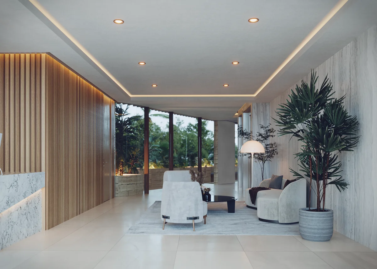Image of Lounge at Distrito Zen, featuring Luxury Lobby, Modern Interior Design.