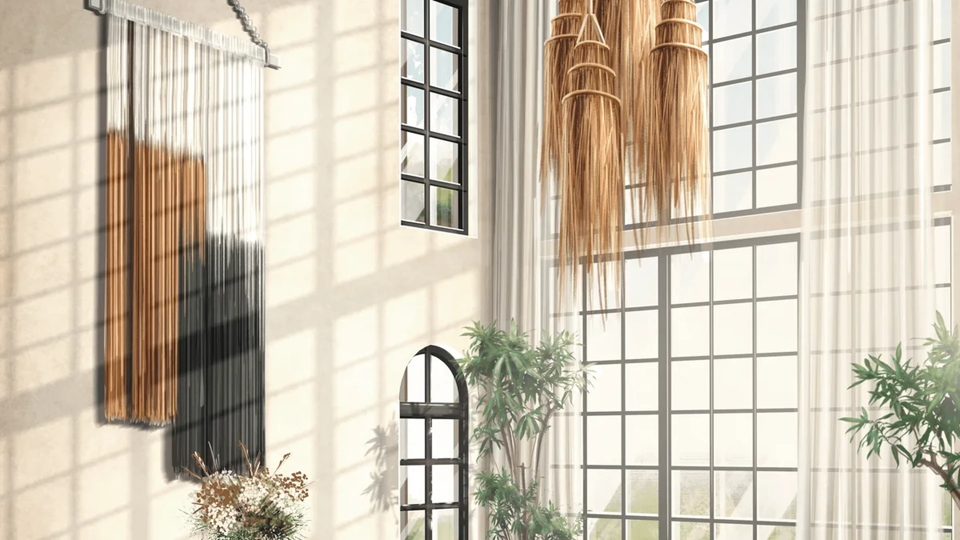 View of High Ceilings at Adhonai, showcasing Open Concept Living, Natural Light.