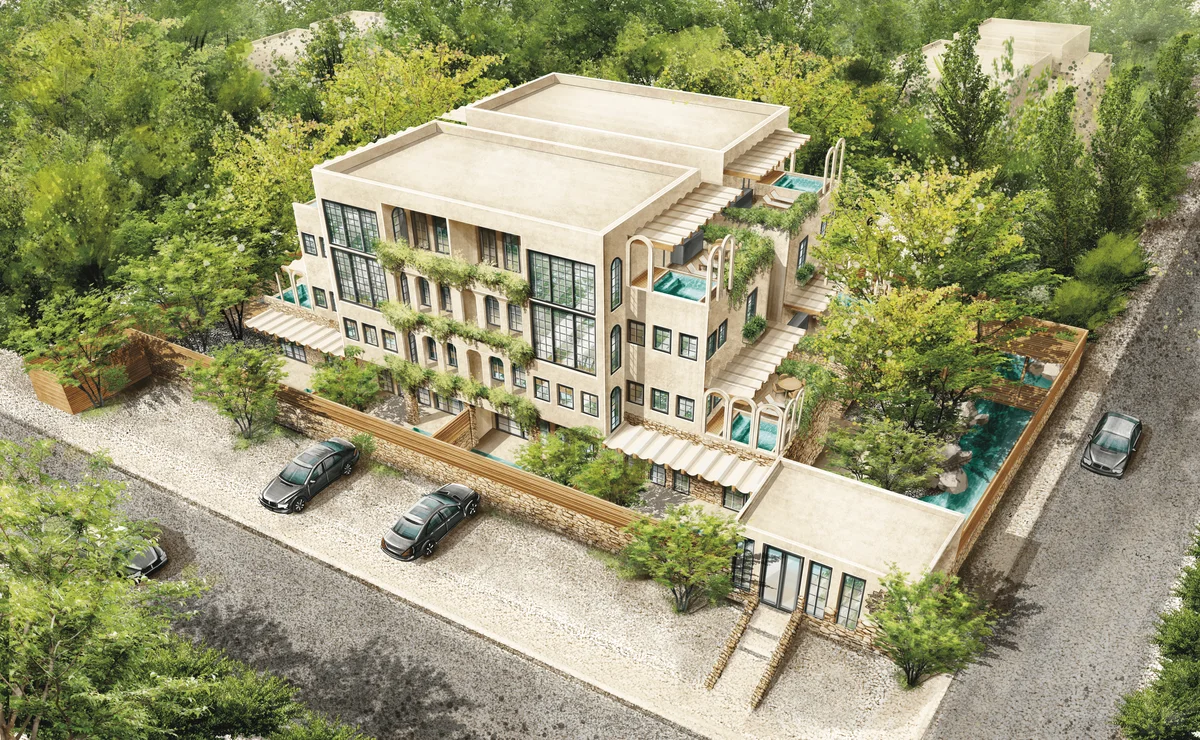 Image of Swimming Pool at Adhonai, featuring Architectural Rendering, Modern Architecture.