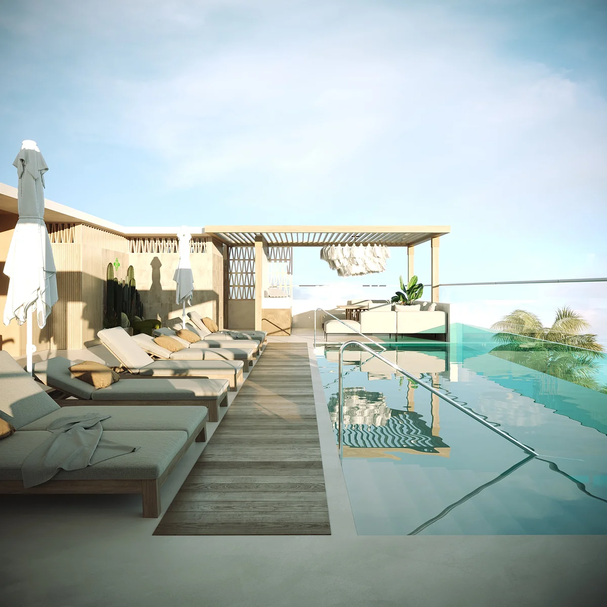 Image of Swimming Pool at Spirit 1990, featuring Rooftop Pool, Luxury Amenities.