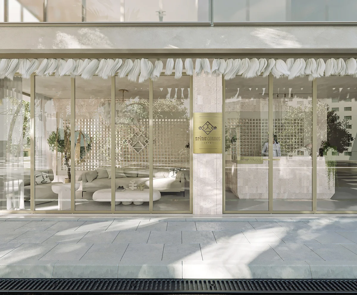 Image of Lobby at Spirit 1990, featuring Modern Lobby, Building Entrance.