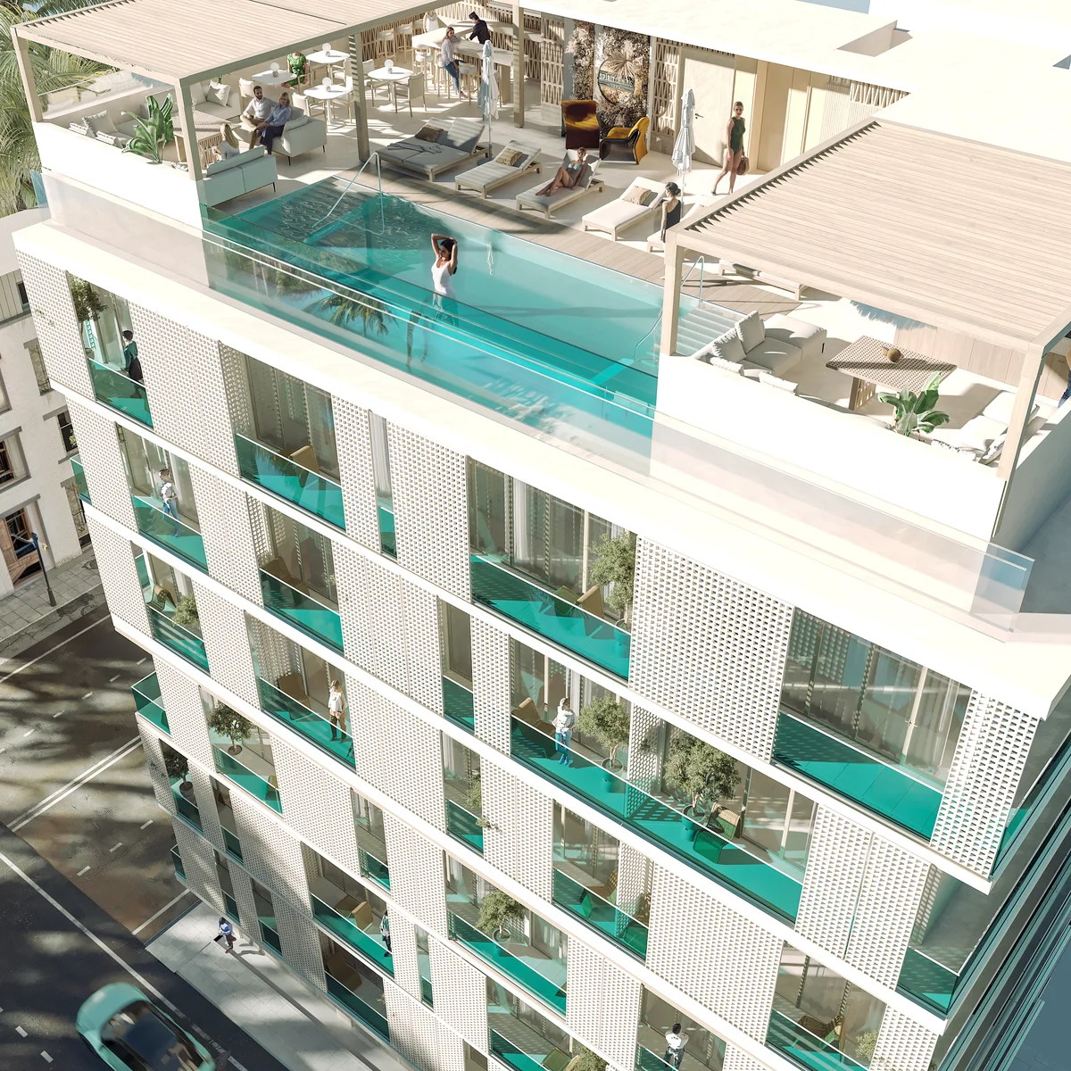 Image of Swimming Pool at Spirit 1990, featuring Rooftop Pool, Luxury Apartments.