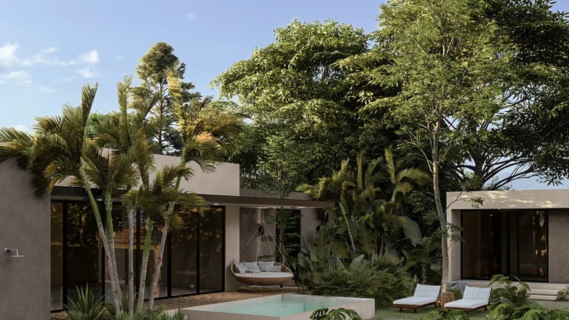 Image of Swimming Pool at Elementos Life, featuring Modern Architecture, Lush Garden.