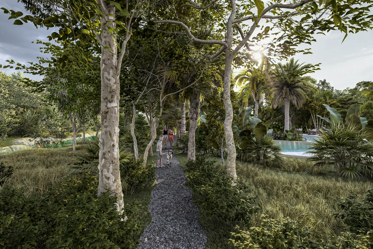 Image of Swimming Pool at Elementos Life, featuring Tropical Garden, Lush Landscaping.