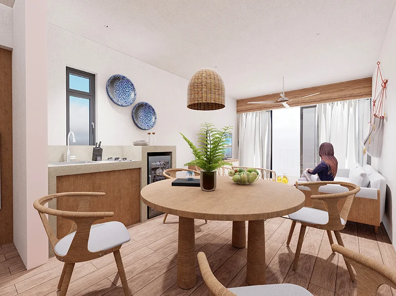 View of Open Concept Living at Condos 89, showcasing Dining Area, Kitchenette.