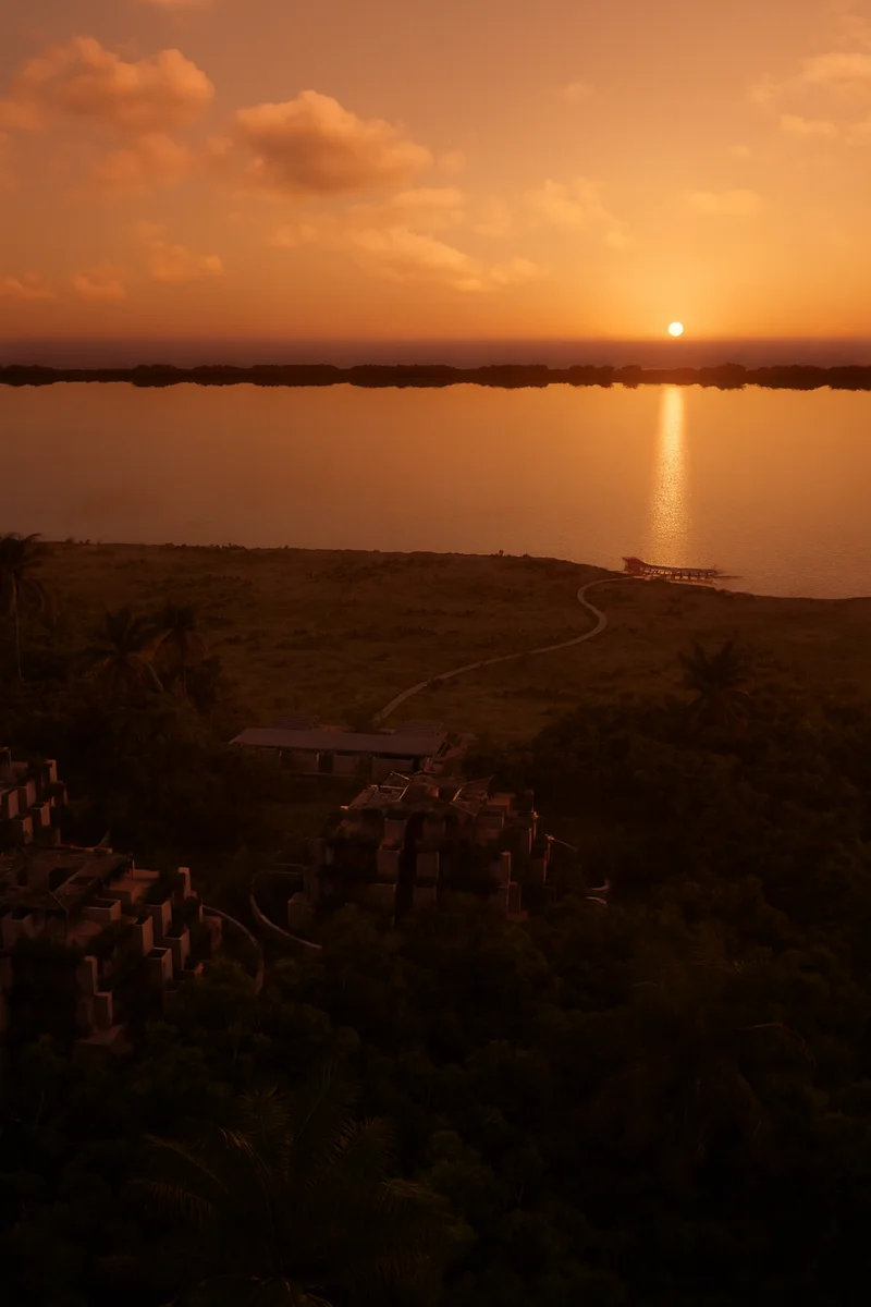 Image of Garden at Aldea Kalan, featuring Waterfront Property, Sunset View.