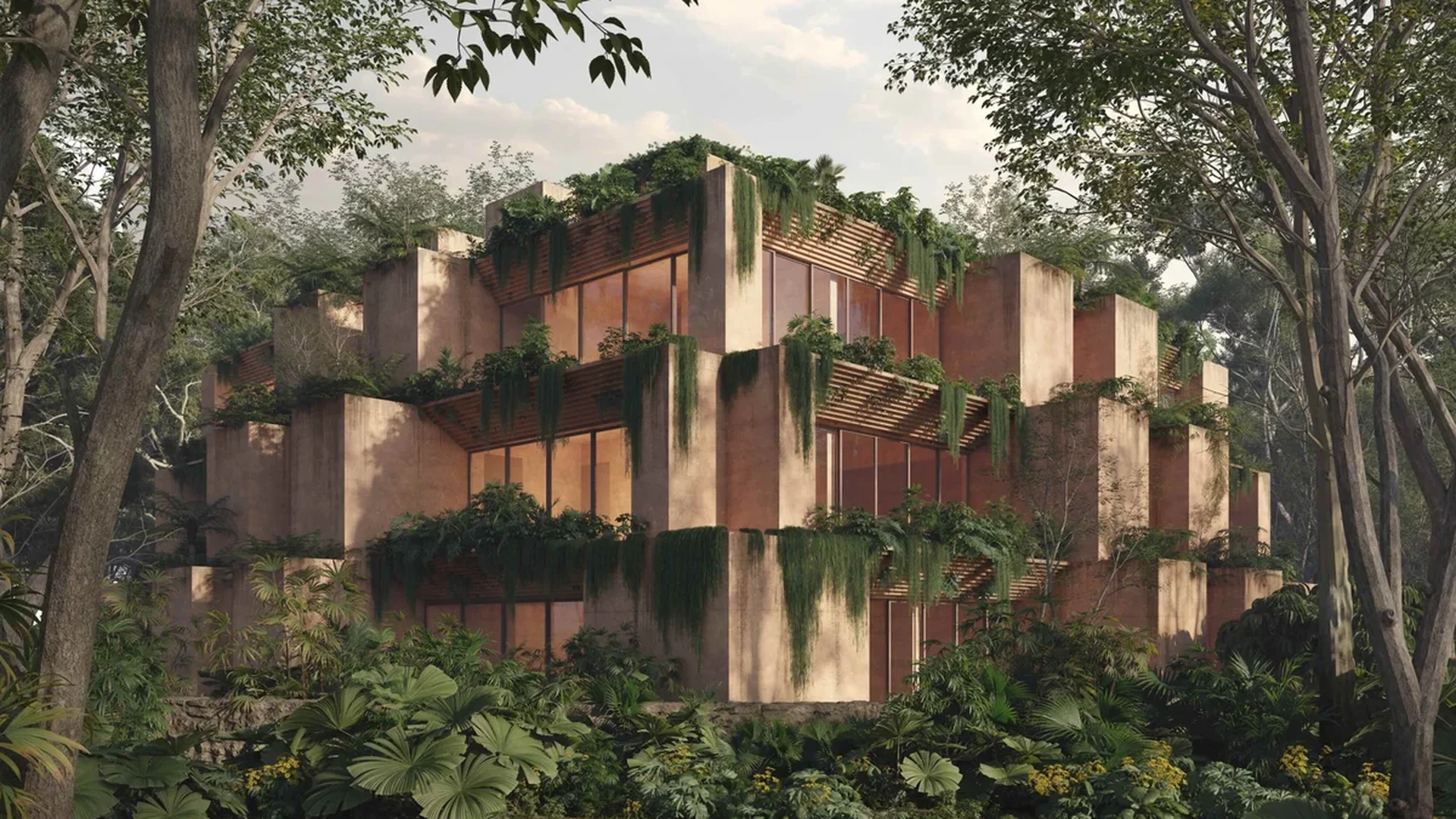 Image of Garden at Aldea Kalan, featuring Modern Architecture, Jungle Villa.