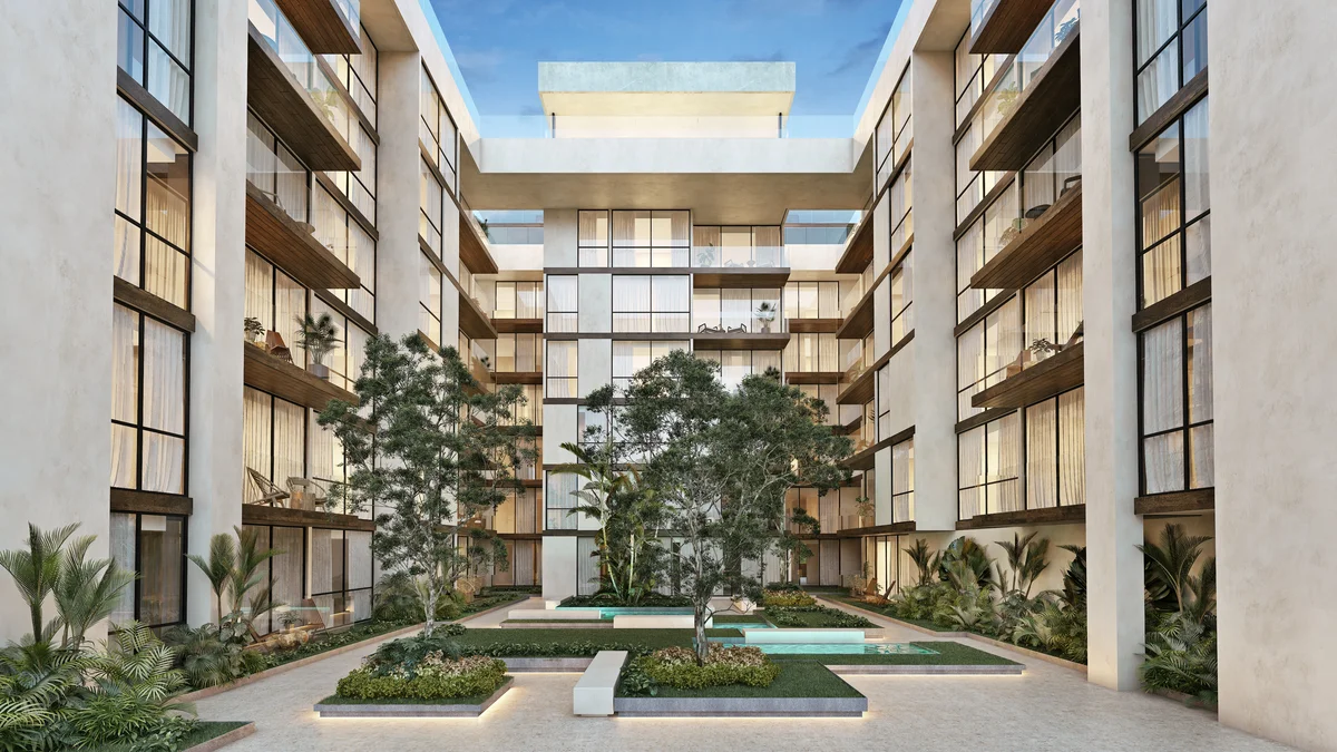 Image of Garden at Ceiba at 25, featuring Modern Architecture, Landscaped Courtyard.