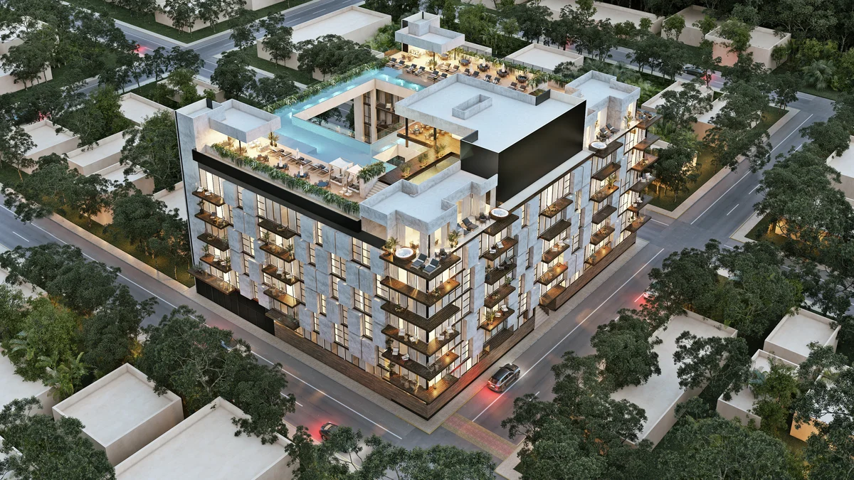 Image of Swimming Pool at Ceiba at 25, featuring Architectural Rendering, Modern Apartment Building.