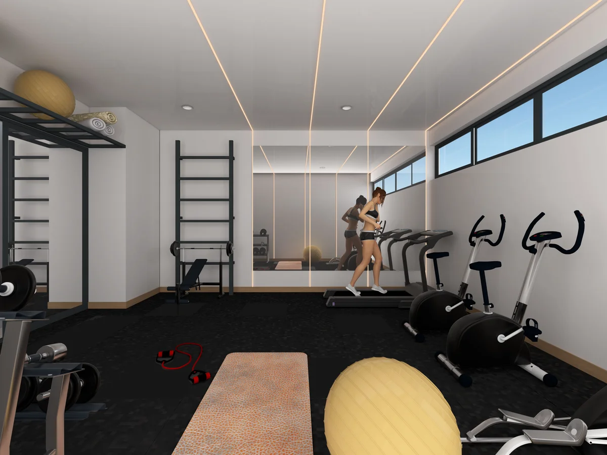 Image of Gym at Ola de Mar, featuring Fitness Center, Private Gym.