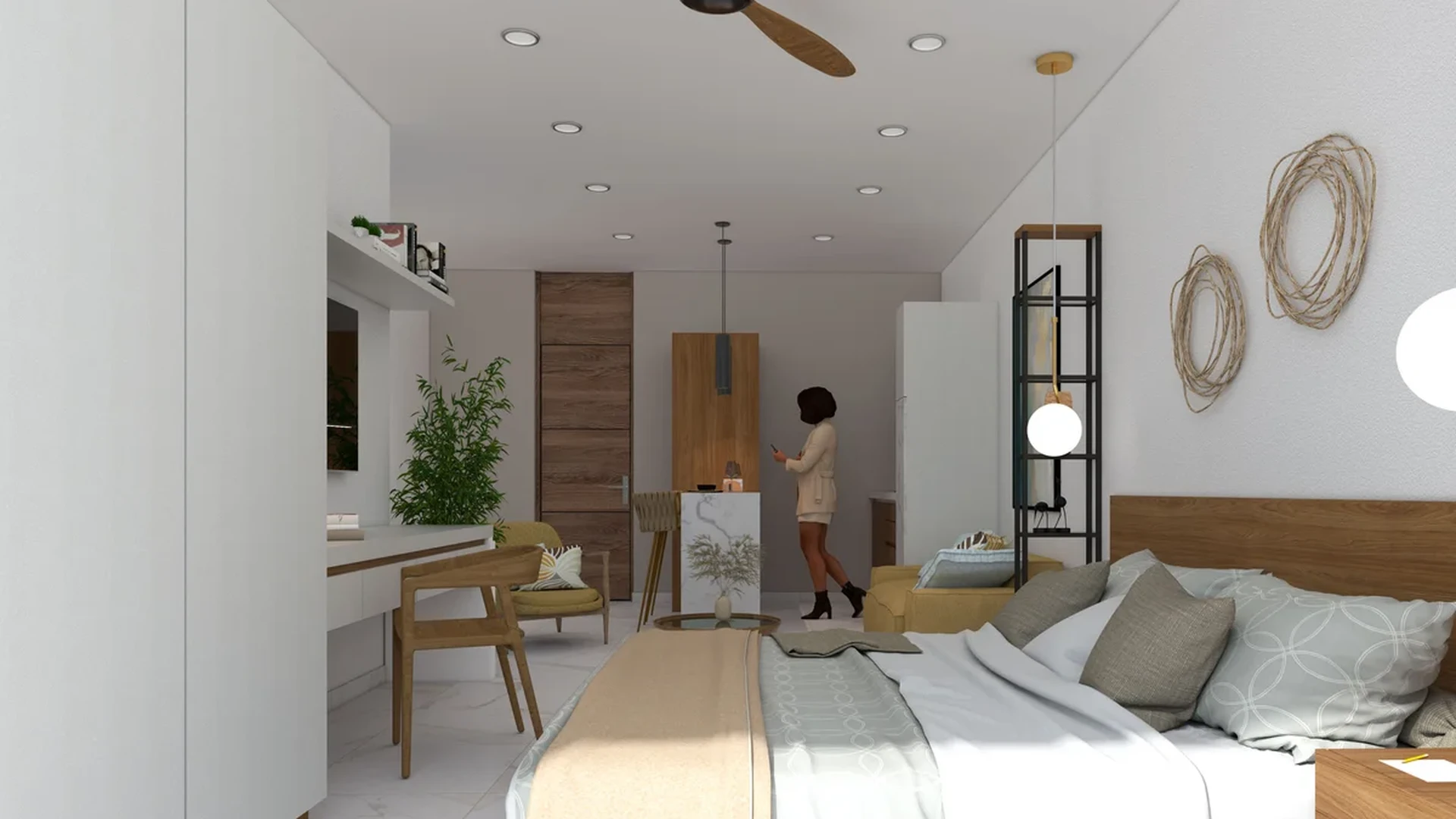 View of Studio Apartment at Ola de Mar, showcasing Modern Interior, Open Concept.