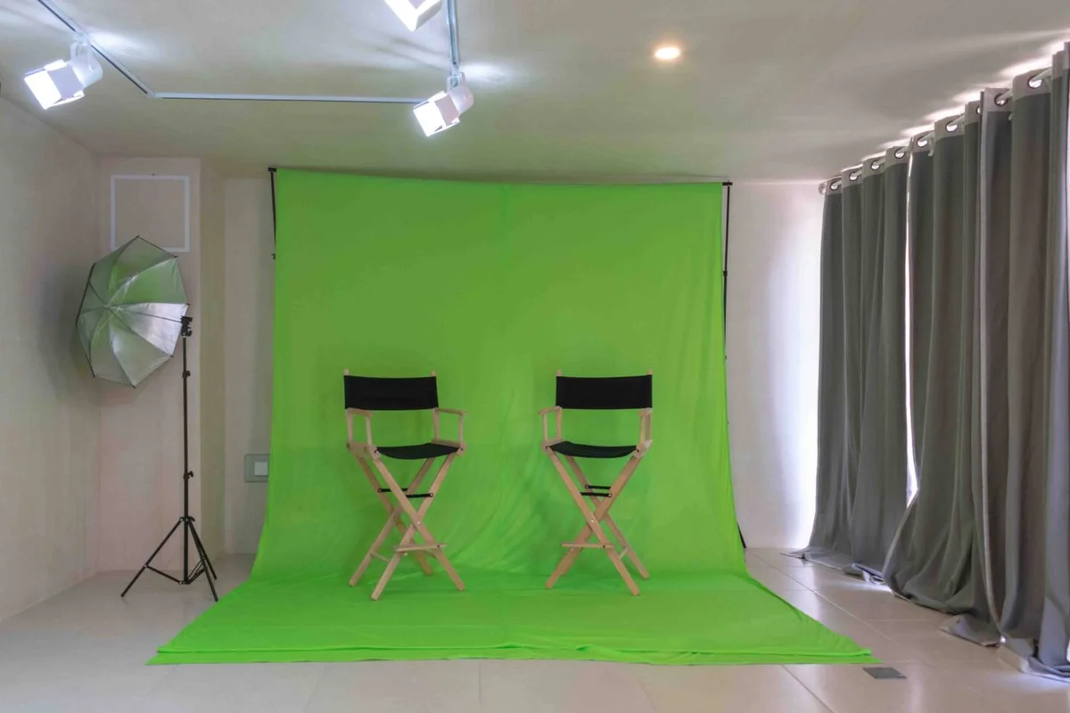 View of Media Room at Menotto 11, showcasing Production Studio, Green Screen.