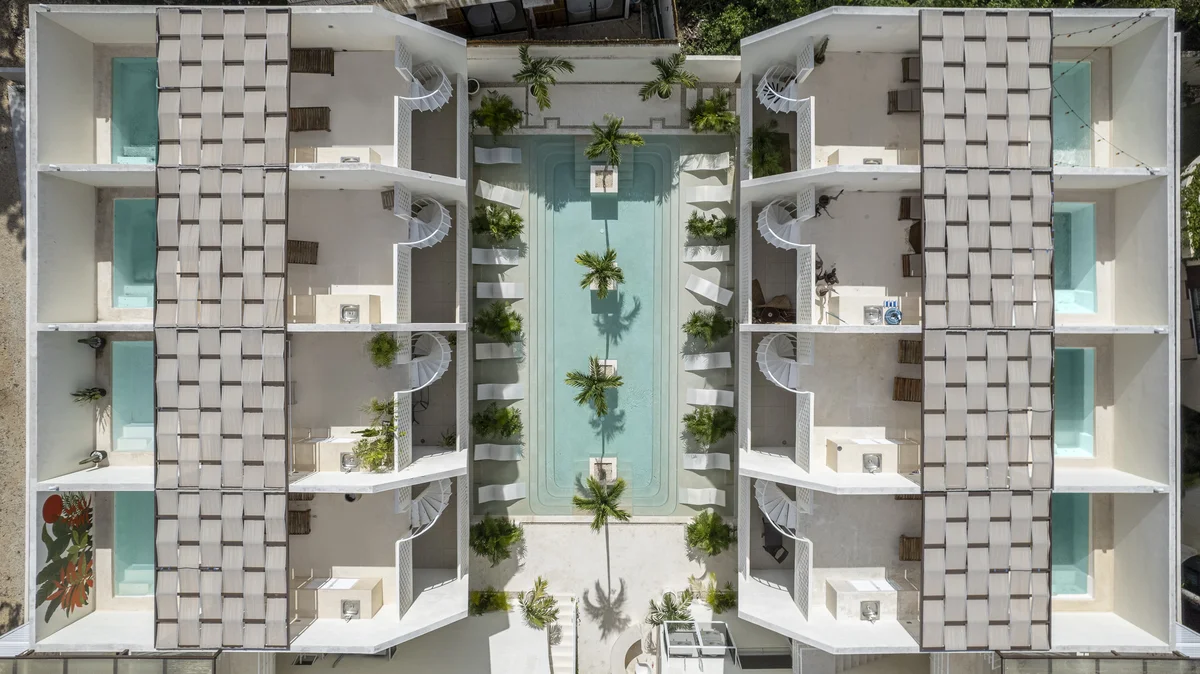 Image of Swimming Pool at Menotto 11, featuring Aerial View, Modern Architecture.