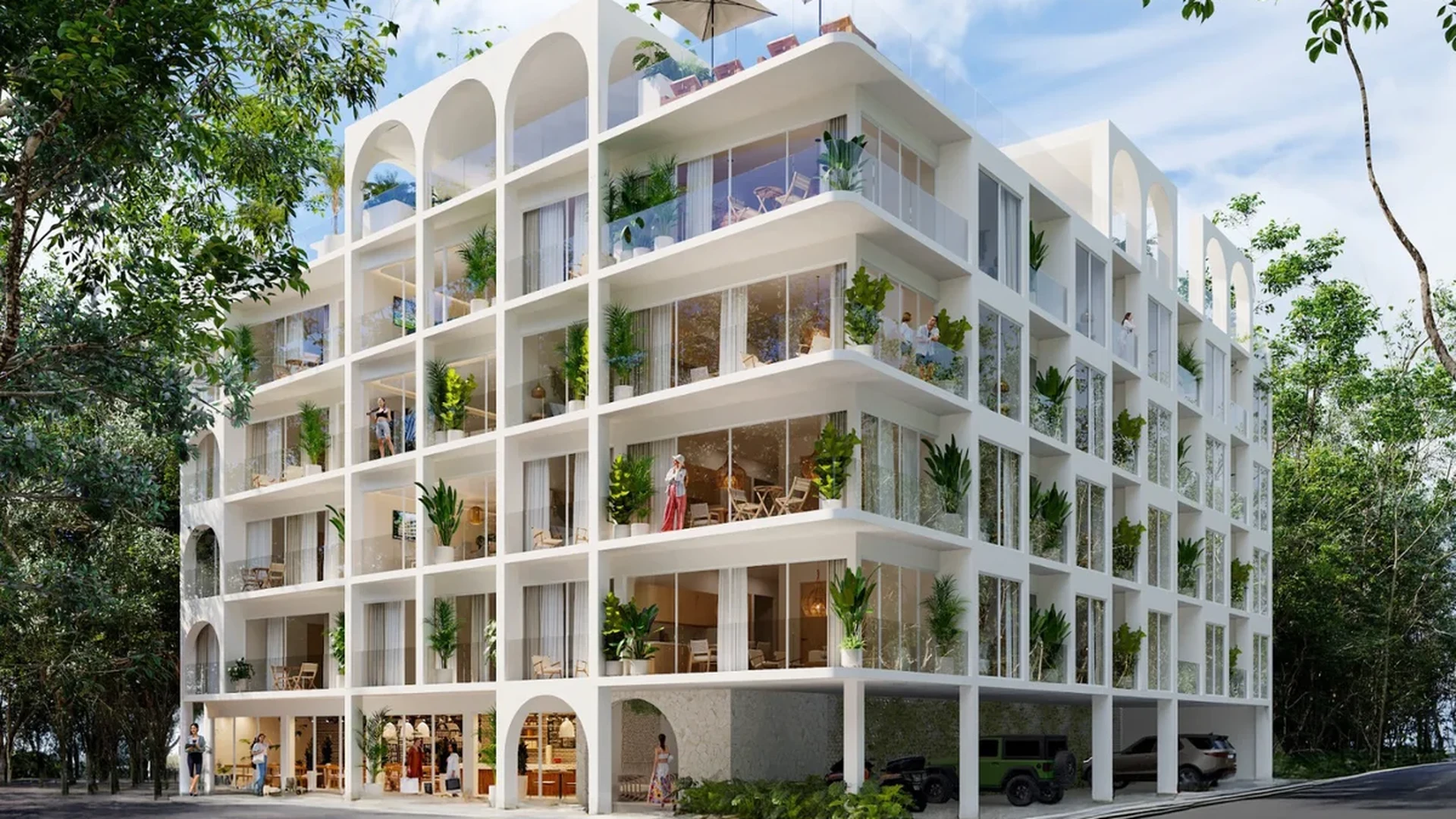 Image of Rooftop Terrace at Menotto 11, featuring Modern Architecture, Apartment Exterior.