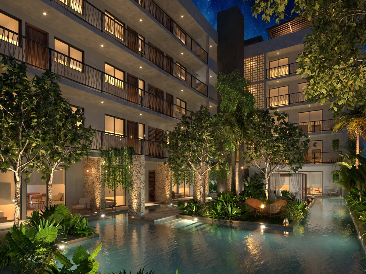 Image of Swimming Pool at Akua Reserve, featuring Courtyard Pool, Night View.