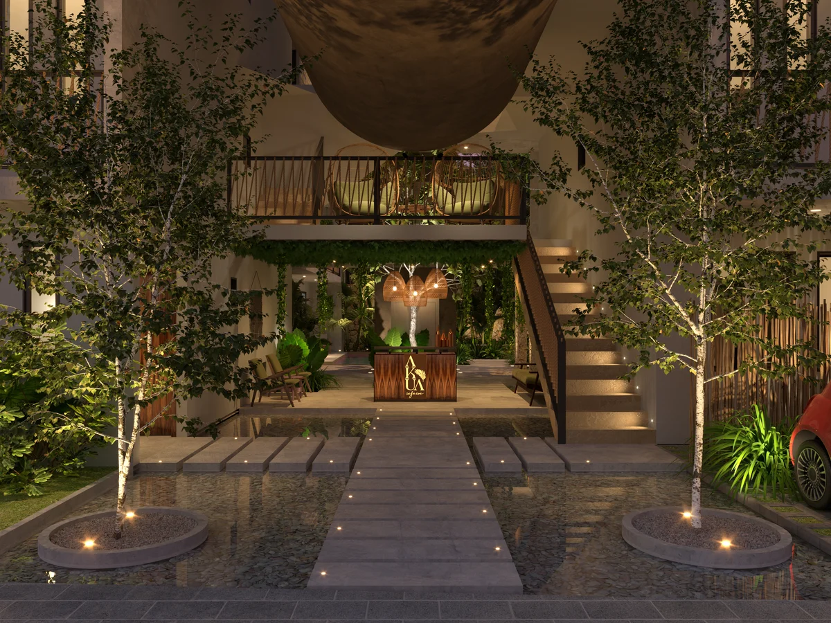 Image of Lobby at Akua Reserve, featuring Modern Architecture, Courtyard Entrance.