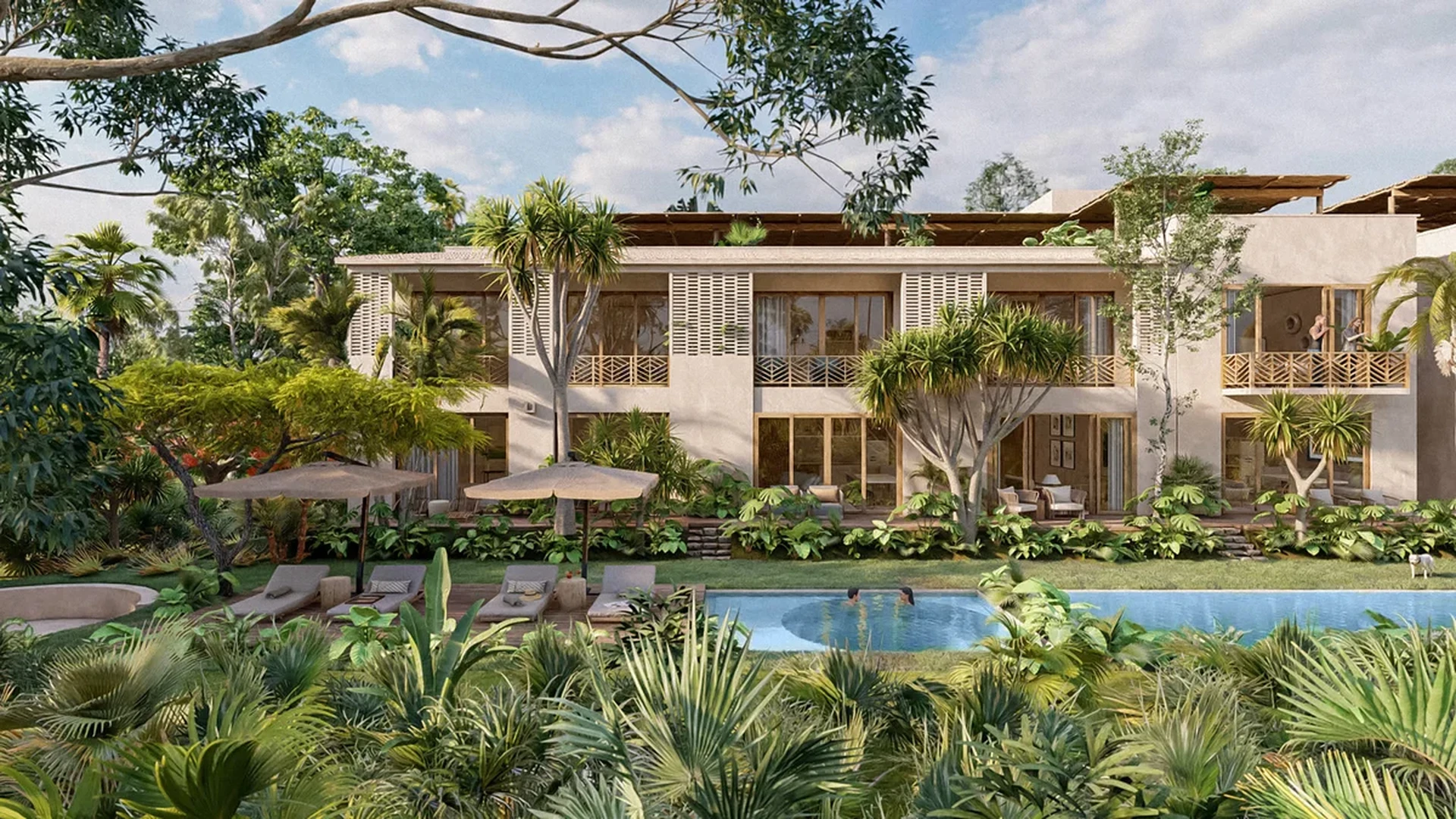 Image of Swimming Pool at Casa Chaak, featuring Tropical Villa, Modern Architecture.