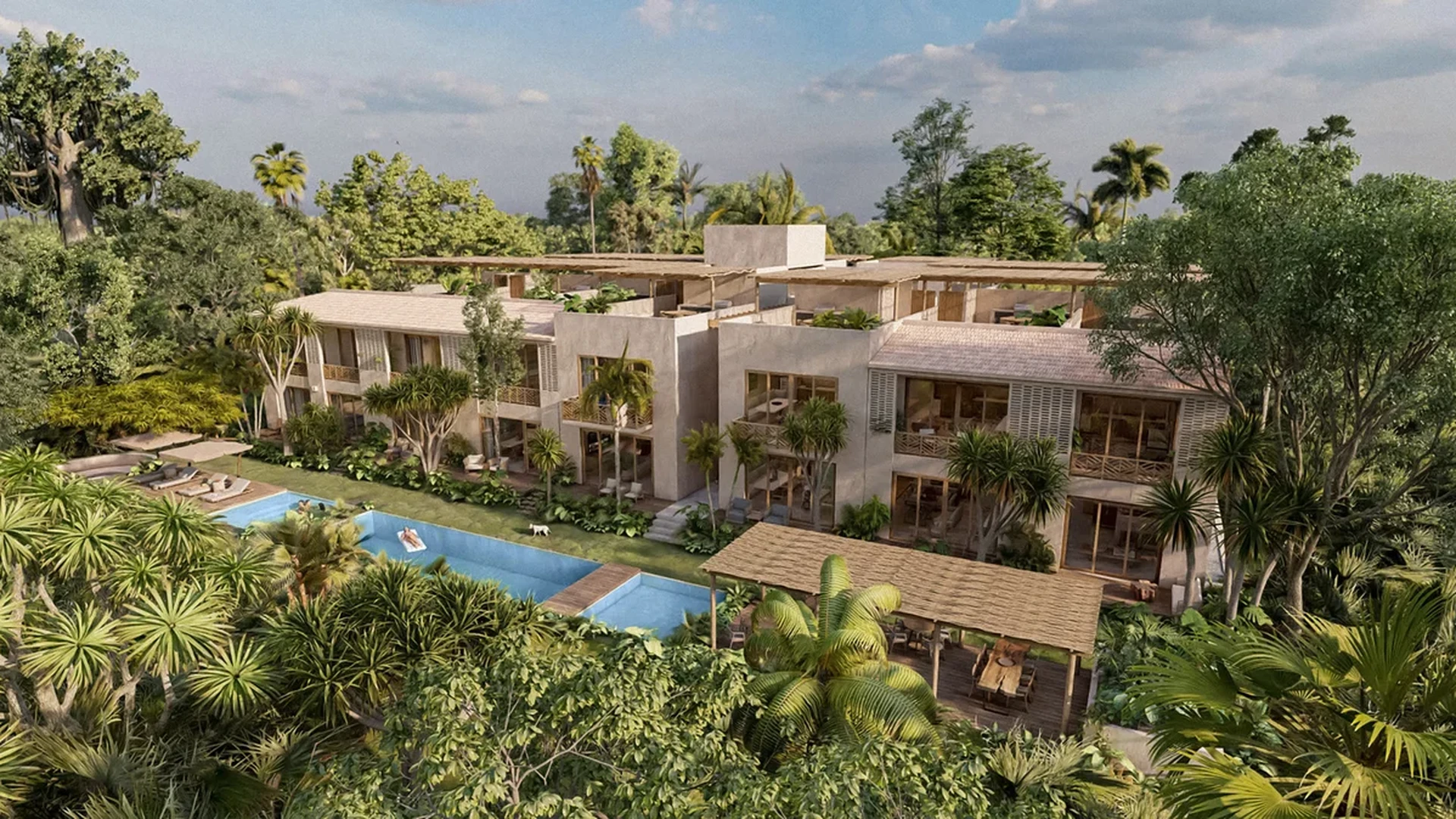 Image of Swimming Pool at Casa Chaak, featuring Exterior Rendering, Luxury Apartments.