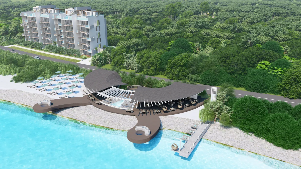 Image of Swimming Pool at Existence, featuring Aerial View, Oceanfront Property.
